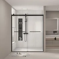 Shower Door, 56-60 "W X 74 "H, Double Sliding Doors, Tempered Glass, Reversible Installation, Bathroom Glass Shower Door 1