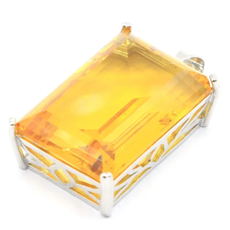14g Customized 925 SOLID STERLING SILVER  PENDANT Big Rectangle Blood Ruby Citrine Smoky Topaz Swiss Blue Topaz Pink Kunzite Dai