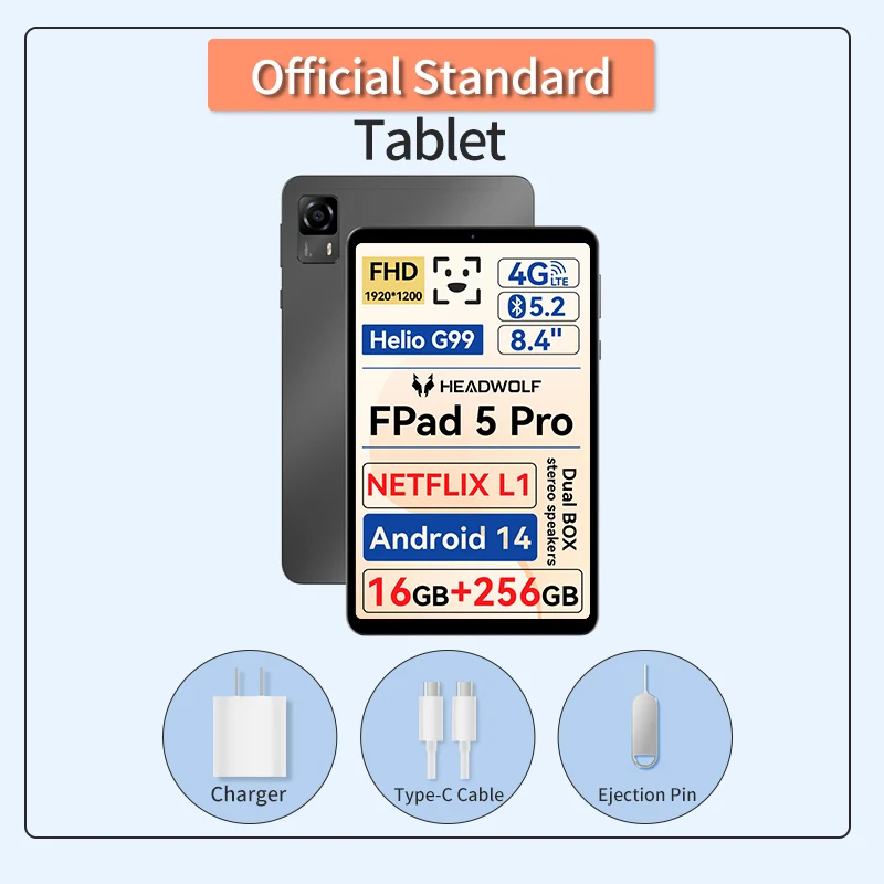 流*花様 Headwolf FPad5 Pro　16GB+256GB HEADWOLF FPad5 Pro Android 14 tablet 8,4 cala Max 16 Ram 256