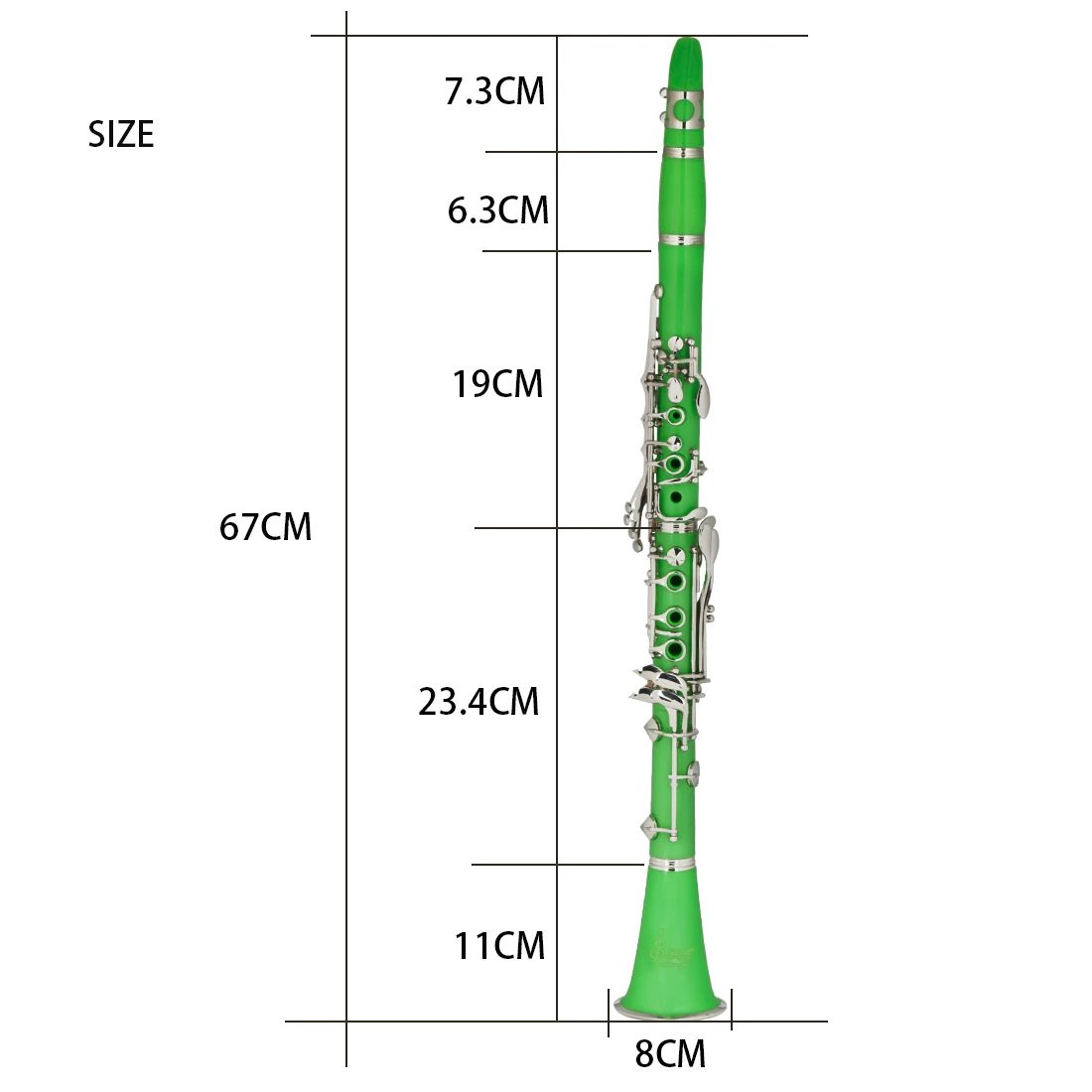 SLADE Clarinet 17 Key Falling Tune B Green Clarinet ABS Silver Plated Silver Key Bakelite Material with Accessories