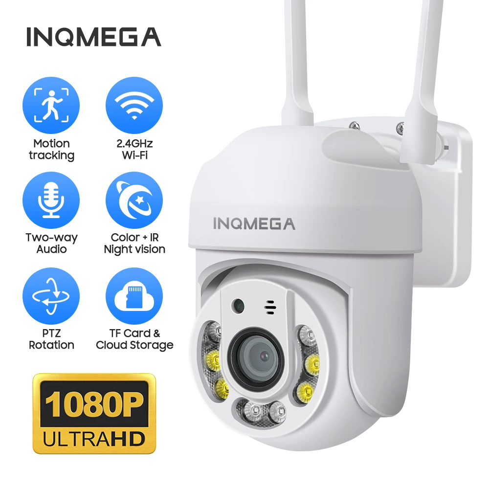 INQMEGA 1080P PTZ IP Camera 4X Digital Zoom Wireless Auto Tracking Outdoor Waterproof Speed Dome WiFi Security CCTV Cam YCC365 outdoor 4g sim card ip wifi wireless smart camera 5mp ptz 30x optical zoom cctv surveillance ir 60m high speed dome camera