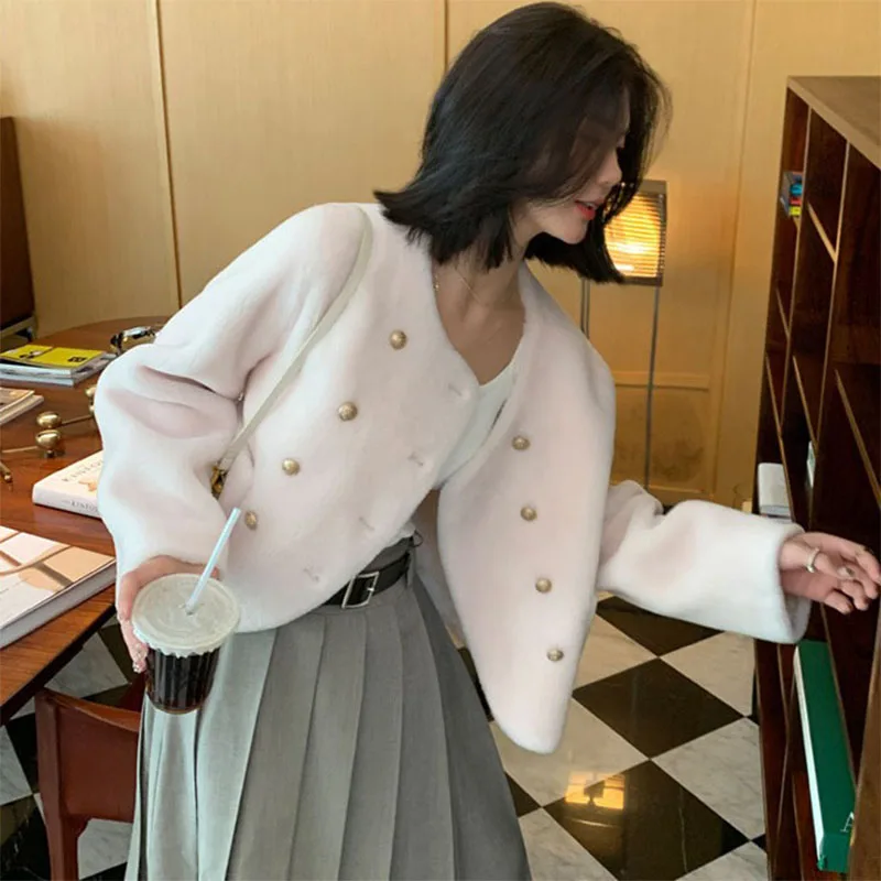 Winter New Short Fashion Korean Version Of High-Quality Lamb Fur Women's Fur Coat Casual Temperament Warm Thick Coat 2023