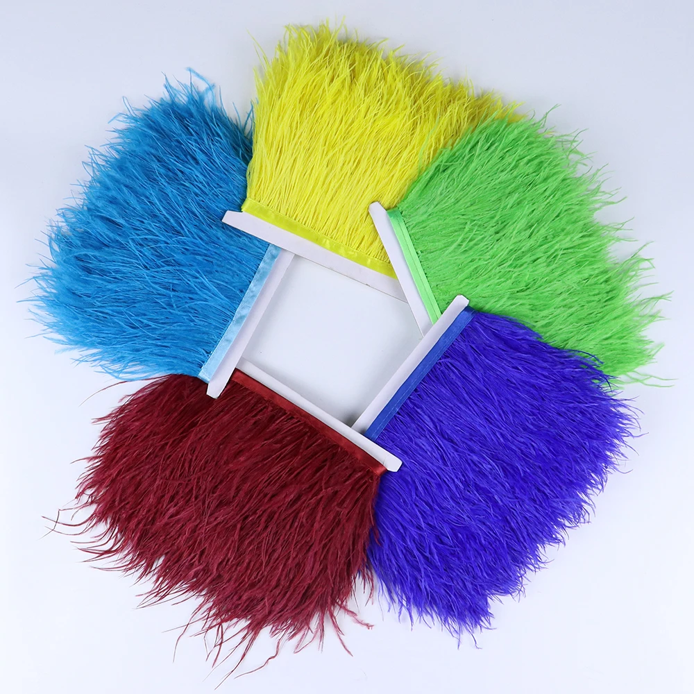 

1Meters Elegant Ostrich Feathers Trim Fringe Feather Ribbon 8-10cm Wedding Dress Decoration Dresses Party Sewing DIY robe