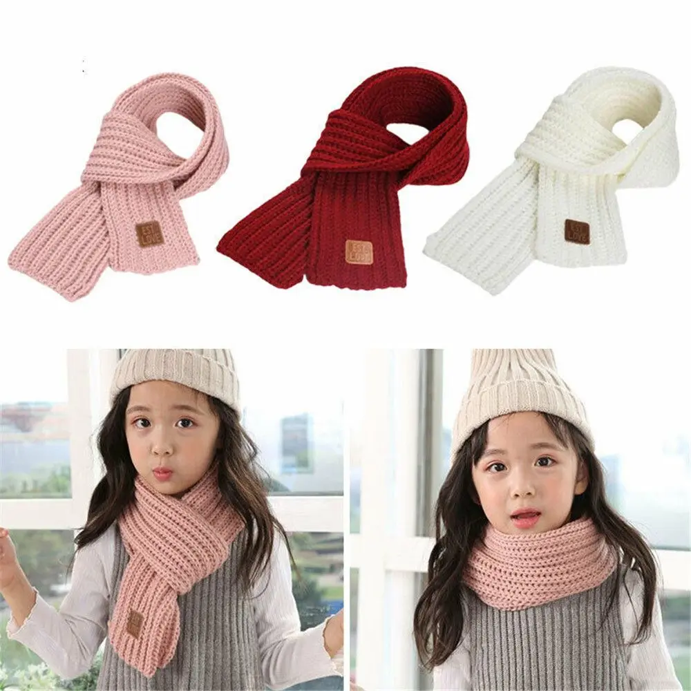 Fashion Warm Kids Scarf Thick Outdoor Neck Warmer Soft Cute Knitted Scarf Baby Boys Girls
