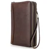 Litchi Patterned Cow Leather RFID Anti-theft Metal Double Zipper Combination Lock Travel Passport Bag  Clutch Bag Long Wallet 6
