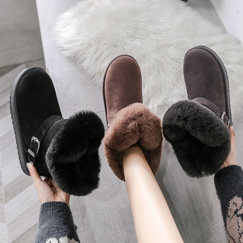 

Snow Boots Female Fur One 2022 New Short Tube Plus Velvet Thickening Lazy One Pedal Flat Ankle Boots Women Shoes for Women New