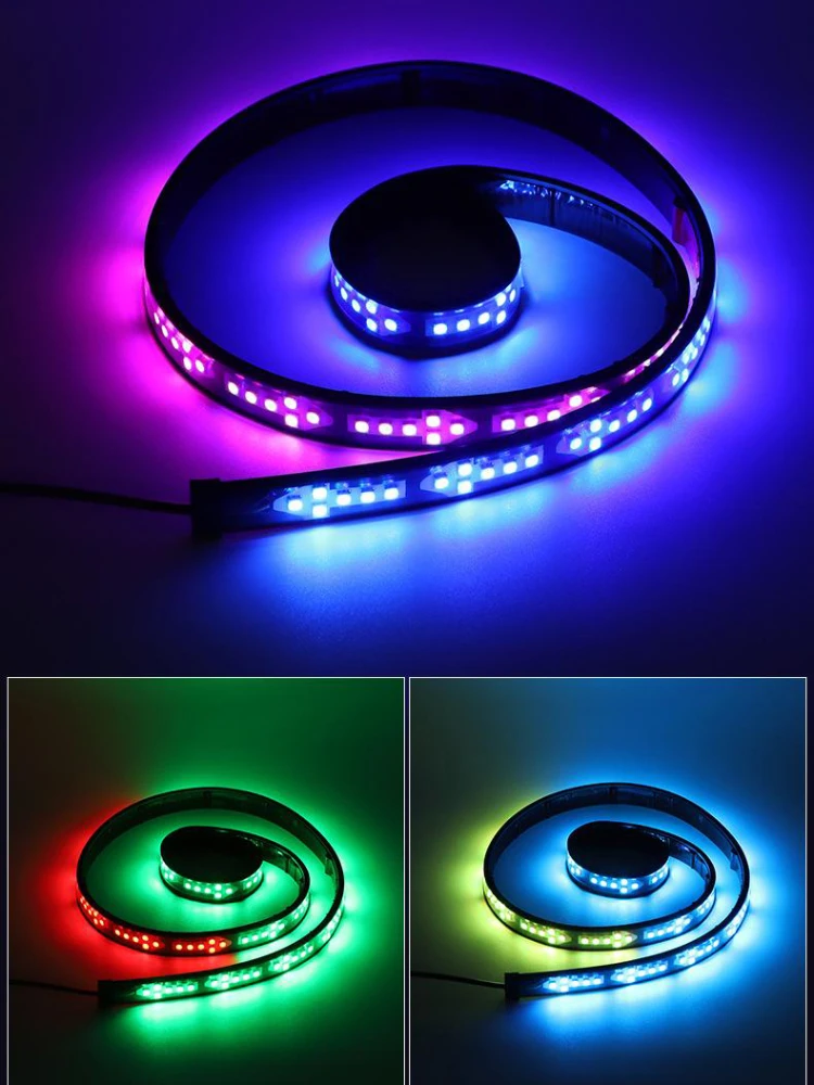자동차 넓은 슈퍼 브라이트 화살표 LED 스트립, RGB 표시 경고등, 다이내믹 다채로운 외부 장식, 앰비언트 라이트, 12V, 24V