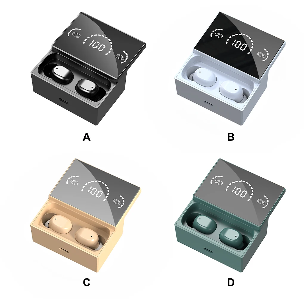 

Wireless Earbuds Bluetooth-compatible LED Earphone Headset Skin Color