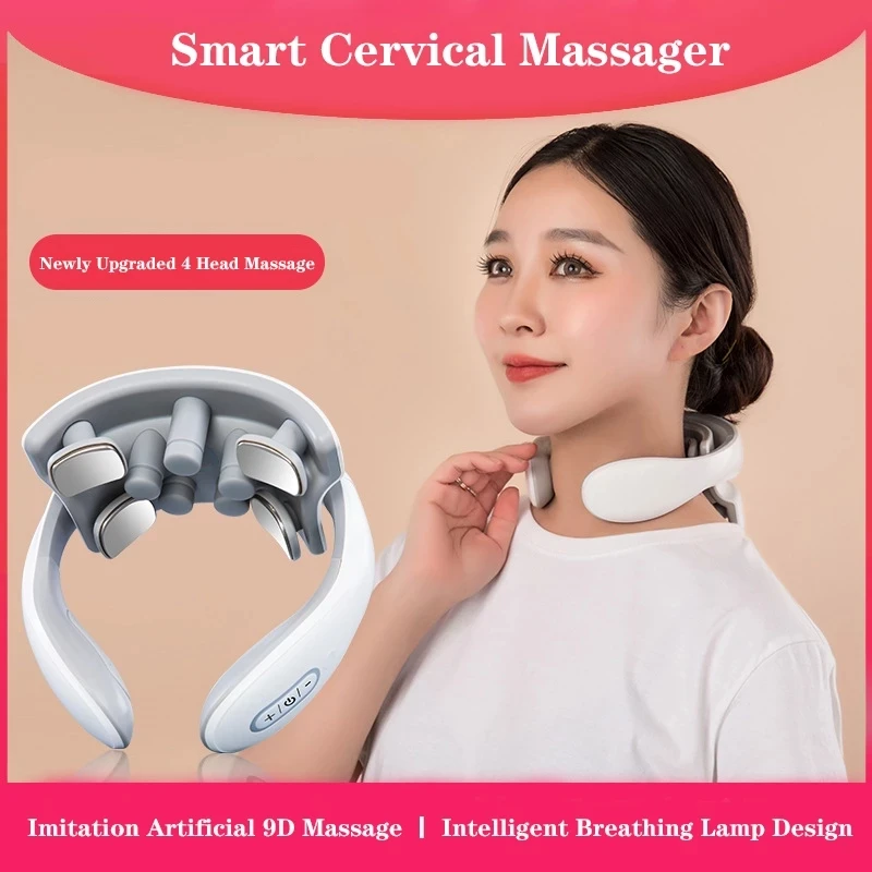 Vibration Neck Masssger Rechargeable Low Frequency Pulse Cervical Massager Smart Electric Neck Massager Red Light Massage