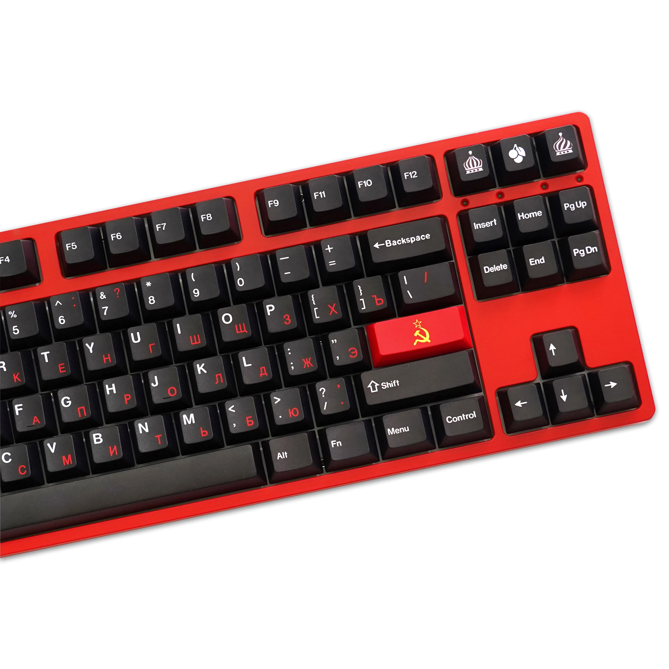 Gmk Wob Vermelho Cirílico Keycaps Lados Sublimação de Tintura Tema Cccp Perfil Cereja Keycap Lightproof 143 Chaves Grupo Pbt - Imagem 4