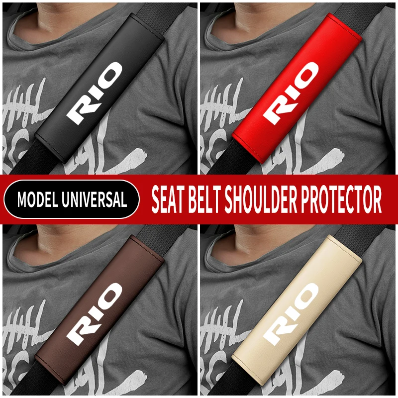 1PC Leather Car Seat Belt Shoulder Protector Cover Safety Belt Padding Pad For Kia Rio KN RIIO Seat Decoration