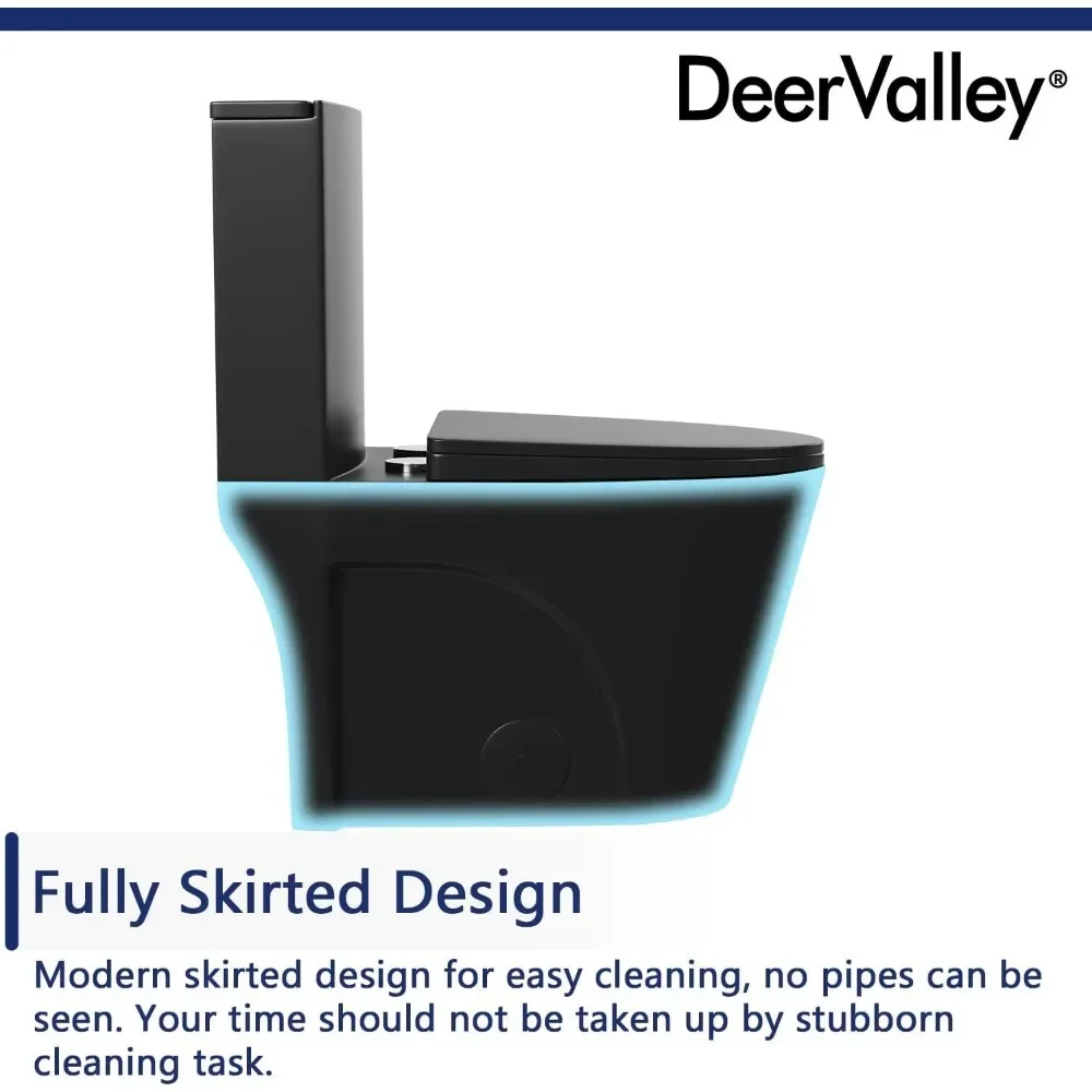 Elongated One Piece Toilet, 17.32'' Comfortable Seat Height ADA Toilet, Dual Flush Toilet with High Efficiency 1.1/1.6 GPF 5