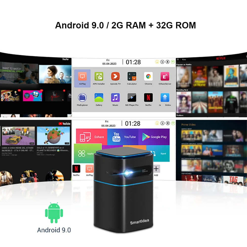 Smartldea Pico Smart Android 9.0 Projector Wifi 1080P 4K Support Portable Proyector Mini video game DLP Beamer airplay miracast