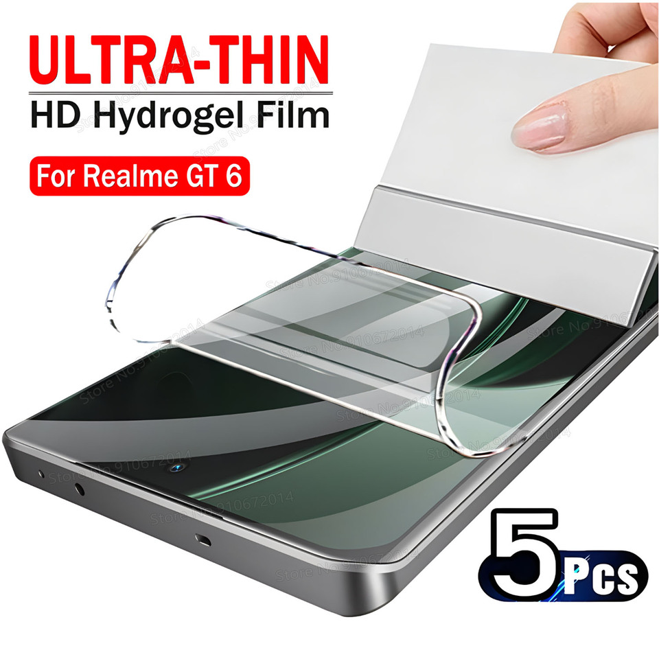 5PCS For Realme GT 6 6T Hydrogel Film For Realme GT Neo 7 5 6 SE 3T 2T Screen Protector For Realme GT 7 Pro Master Soft Gel Film