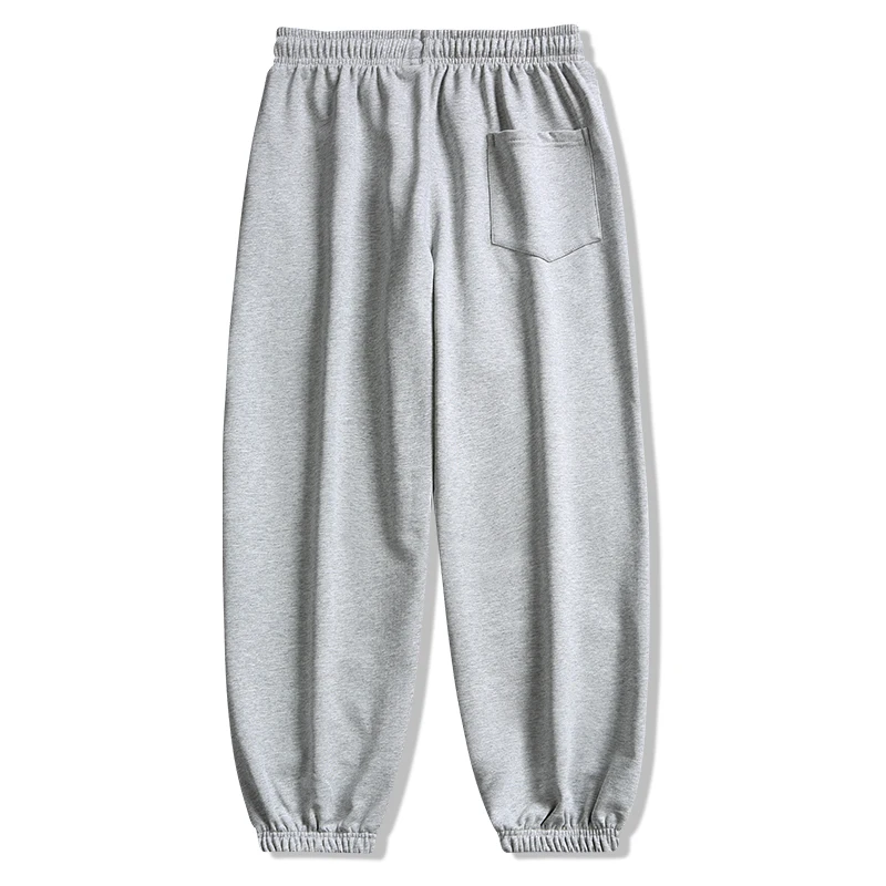 2024 Spring Autumn Hong Kong Style Trendy Men's Solid Color Drawstring Pocket Casual Bound Feet Loose 9-point Sports Sweatants