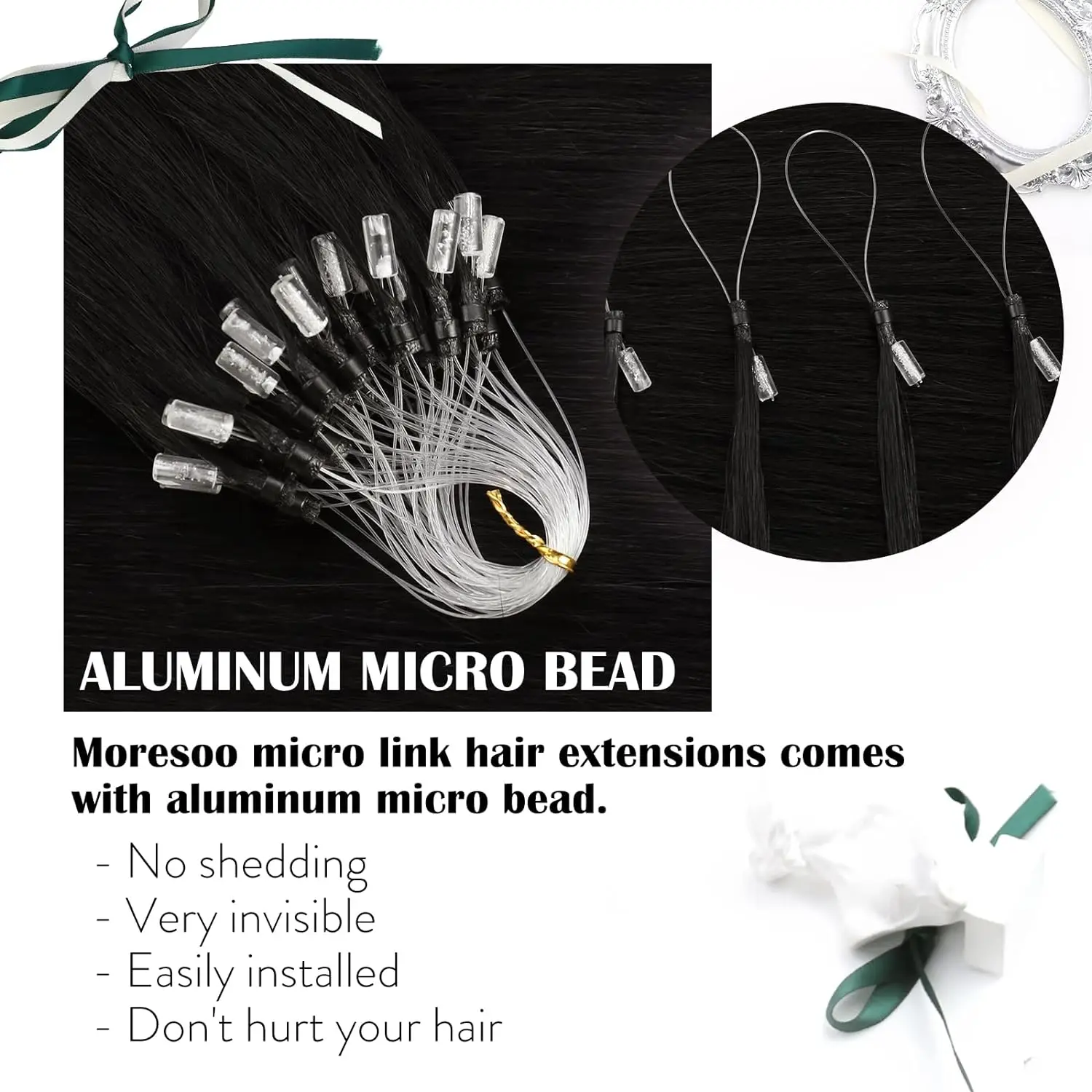 Fish Line Micro Ring Loop Hair Extensions 16-26 inch Remy Human Hair Extension 1g/Strand 50g Straight Natural Color 1B For Women