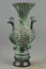Collectible Handwork Old Bronze Carving Peacock Auspicious Vase 3