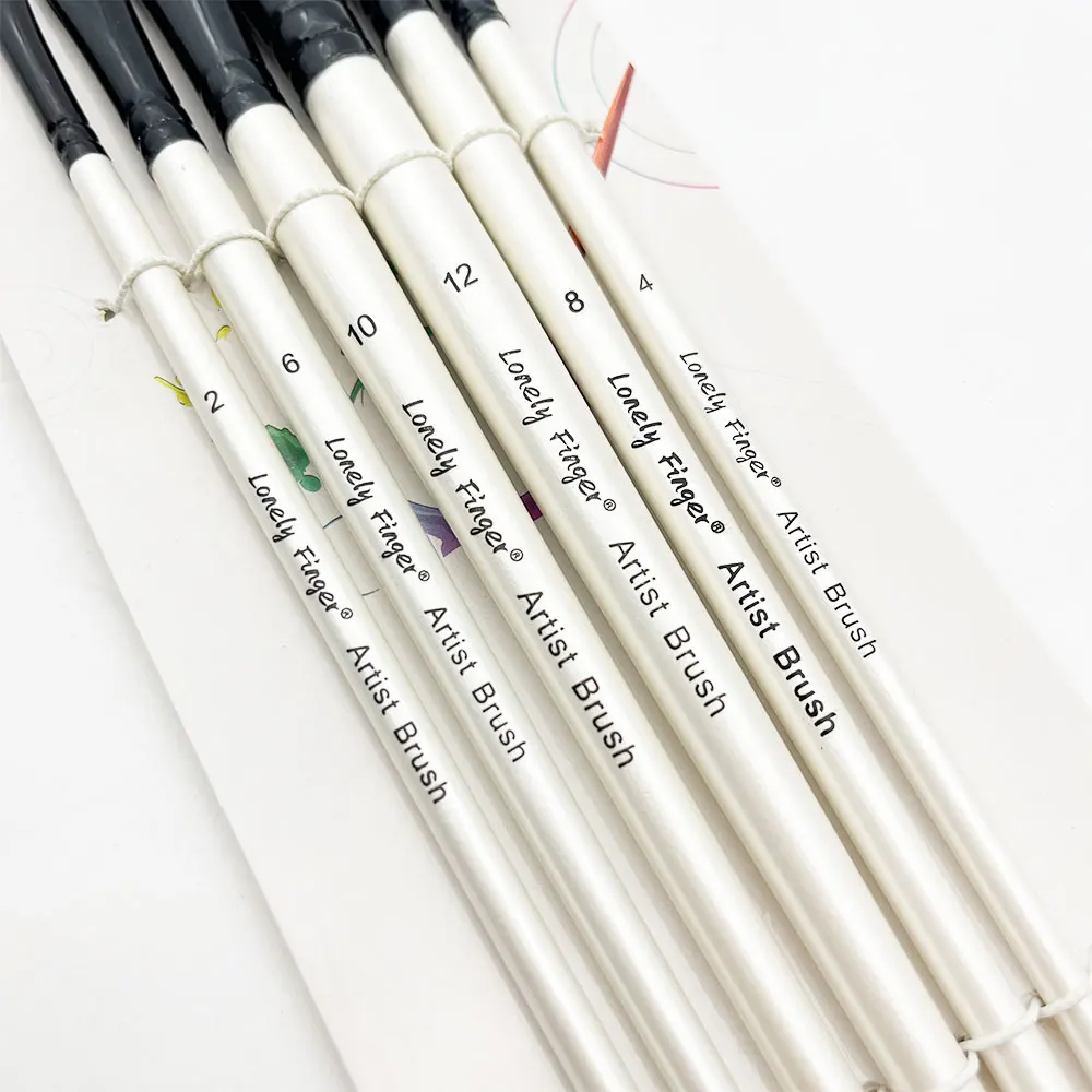 Angular Paint Brushes Set, 6Pcs Angled Paintbrushes for Acrylic Oil Watercolor Gouache Painting, Nylon Angle Shader Brush 4
