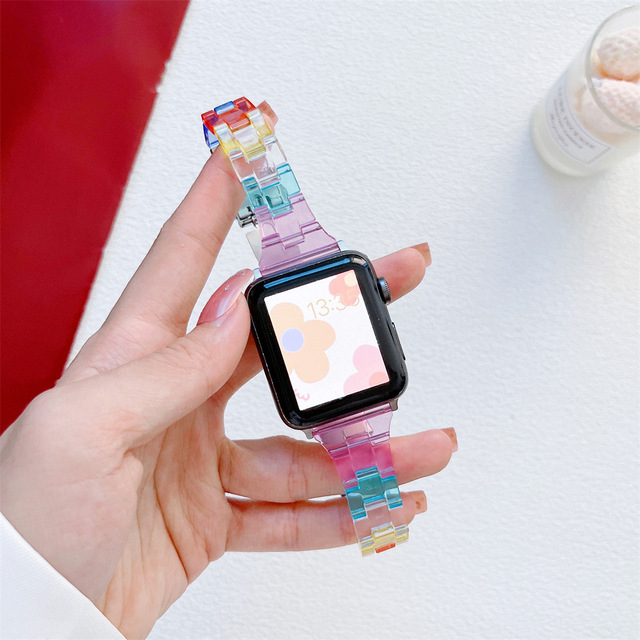 Transparent Band For Apple Watch 44mm 40mm 45mm Series Se 7 6 5 Clear Strap on Smart Iwatch 34 38mm 42mm Bracelet Watchband