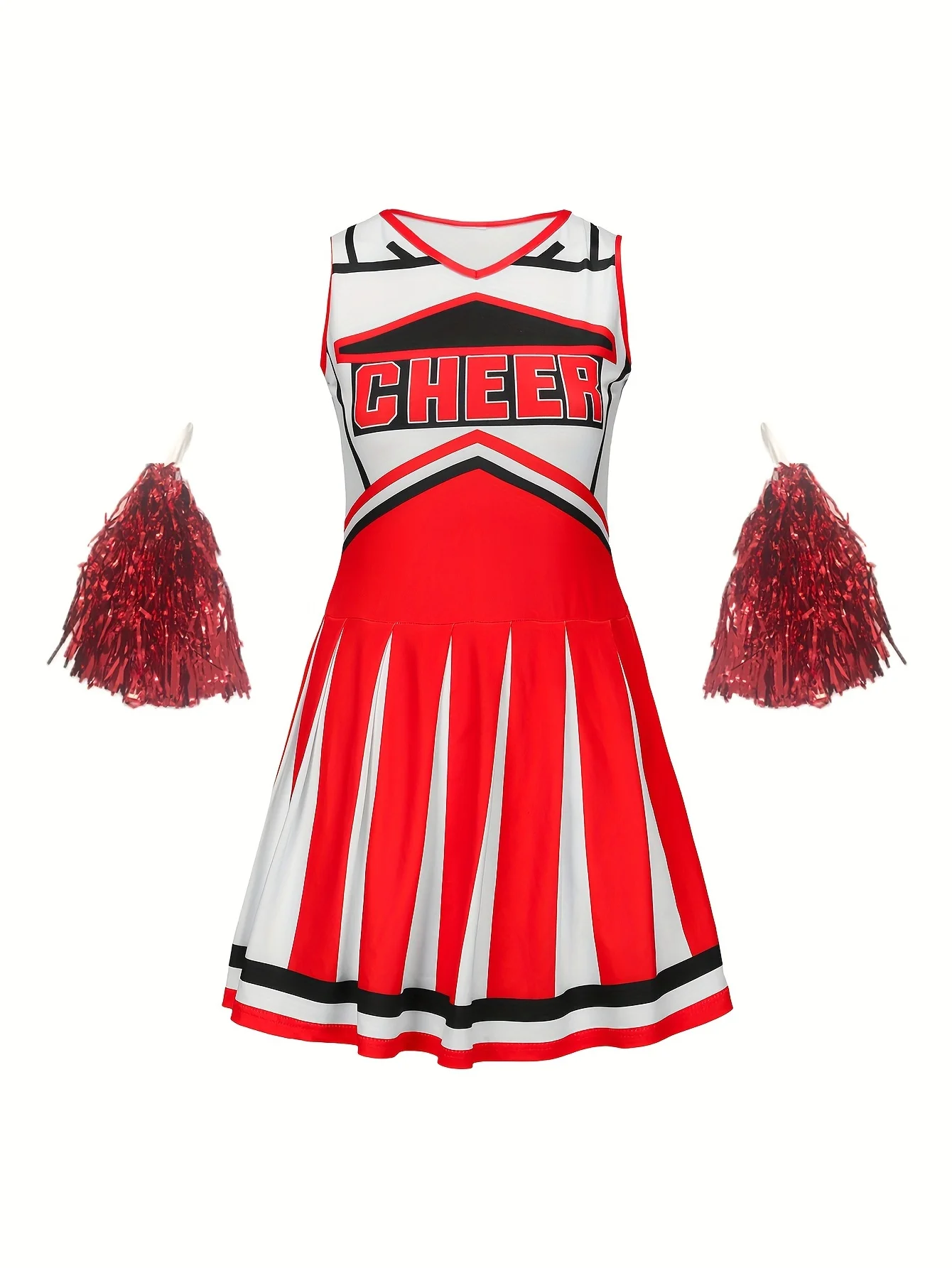 

Cheerleader Sports Girls Kids Holiday Party Homecoming Season Performance Dress Slim Skirt Suit Super Bowl Christmas Costumes