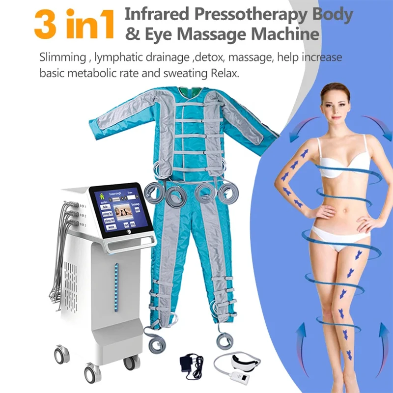 

Infrared Pressotherapy Air Pressure Lymph Drainage Skin Tightening Weight Loss Massage Machine 24 Air Bags Jacket & Pants