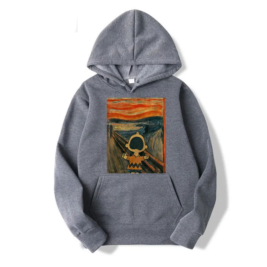 thumbnail image 1 of Sudadera con capucha de Peanuts Charlie Brown Scream Artsy para hombre y mujer, sudadera de gran tamaño con dibujos animados a la moda, para primavera y otoño, 1 of 5