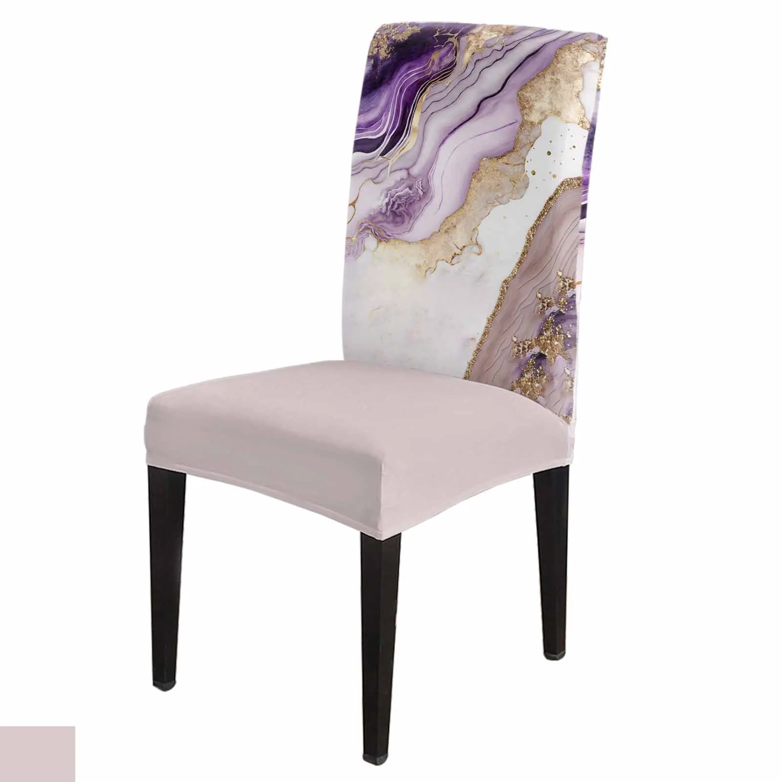 

Abstract Modern Marble Texture Chair Cover Set Kitchen Stretch Spandex Seat Slipcover Home Dining Room Seat Cover