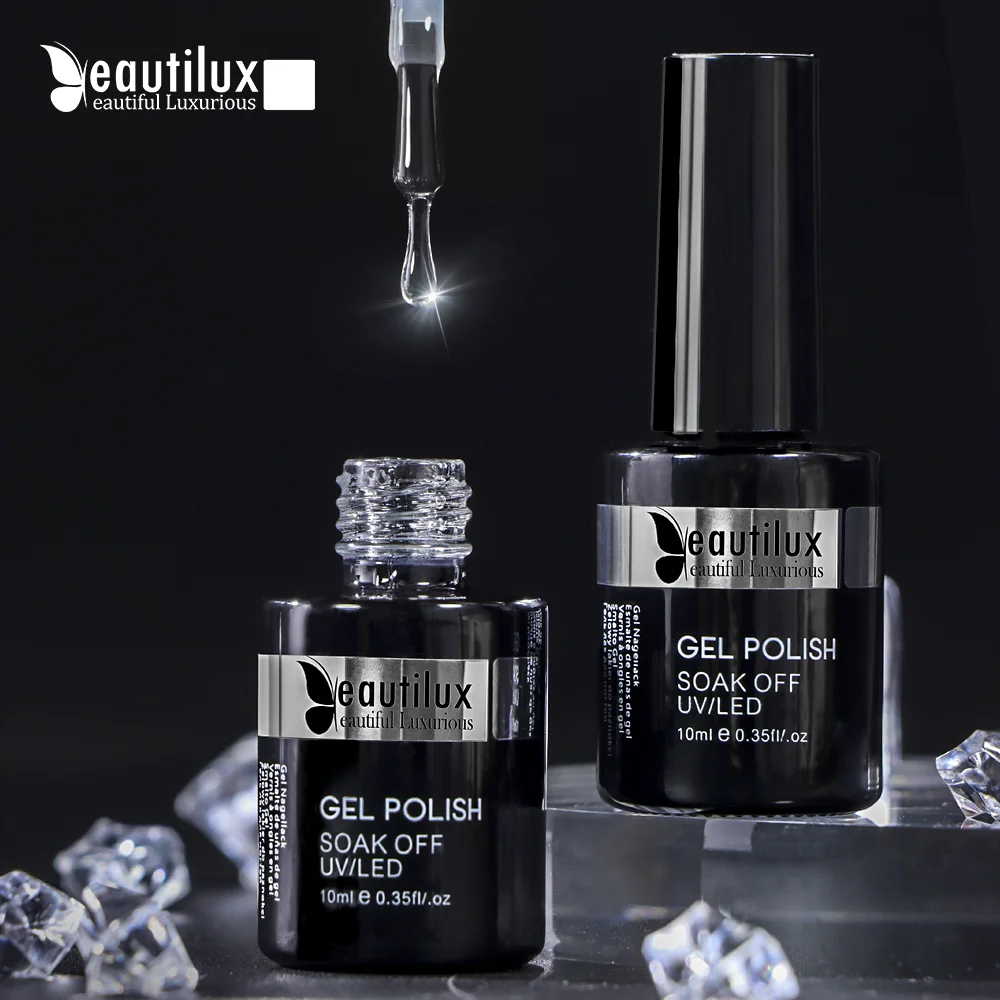 Beautilux Nail Gel Polish Primer Rubber Base Top Coat Velvel Matte Clear Blossom Blooming Gel Foil Transfer 10ml