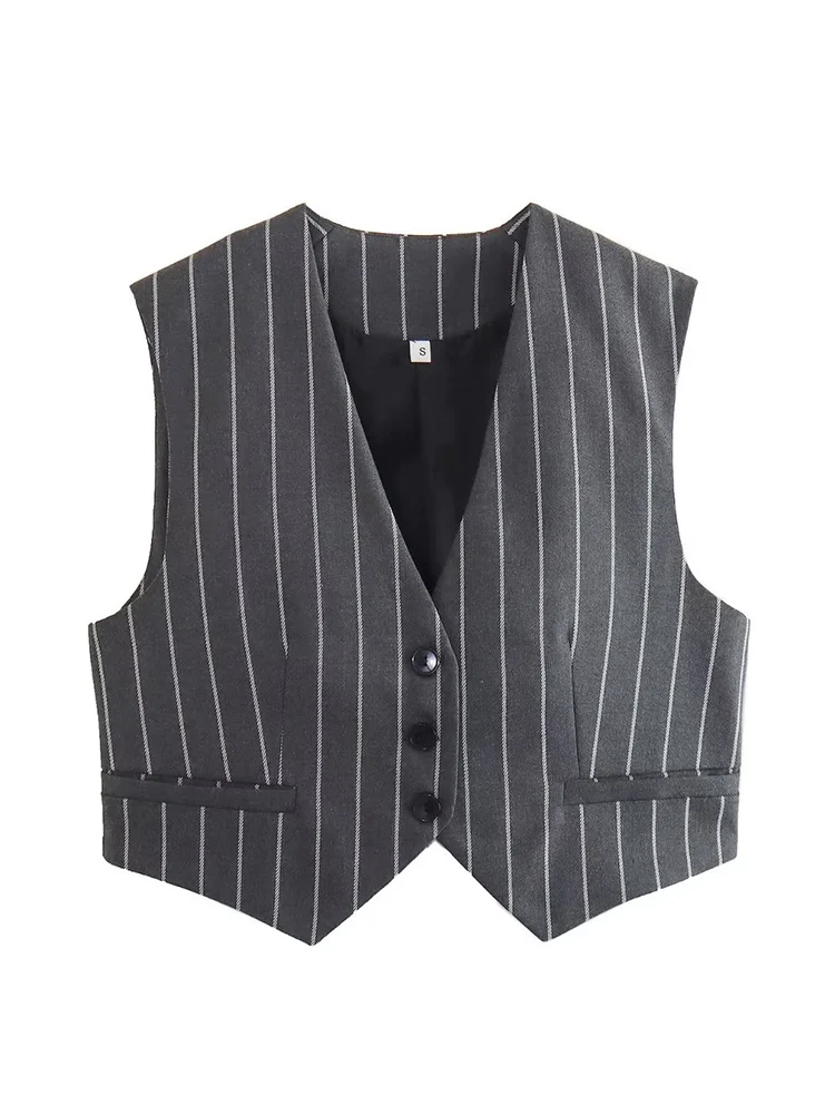 TRAF GAL 2023 Autumn Fashion Striped Print Women Blazer Suits Long Sleeve Loose Jacket Coat Female Vintage Wide Pants Sets