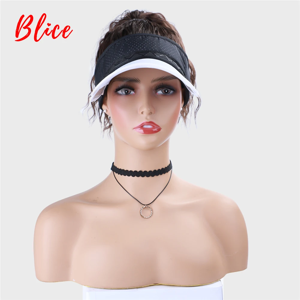 Blice Outdoor Sport Tennis Golf Hat kinky Curly Hair Extensions UV Protection Baseball Adjustable Caps Wig Headwear Visors White 59ml dry hands antiskid sweat absorbing dry hand liquid for sport grip pole dancing baseball golf tennis rain motion