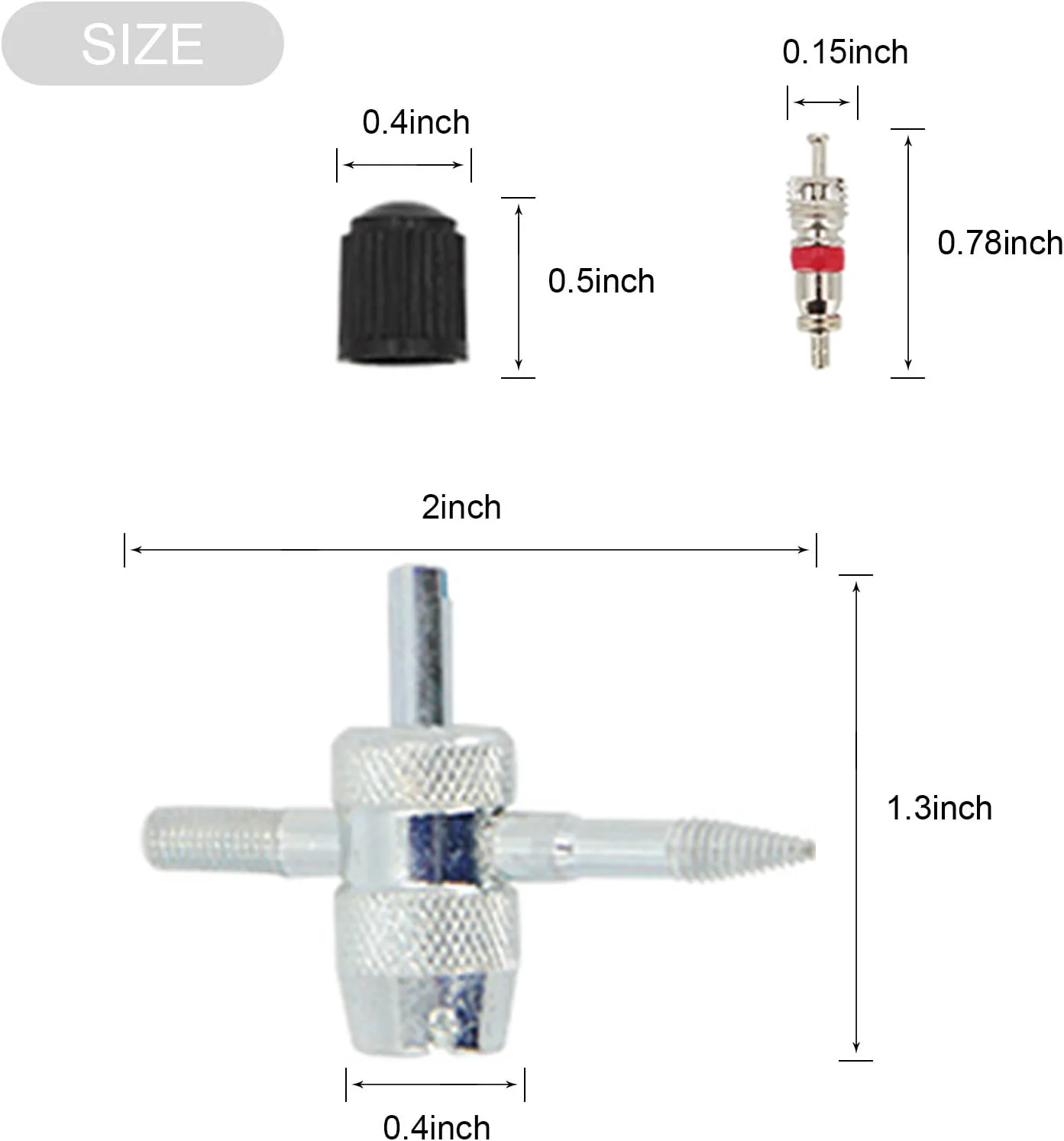 Nieuwe 4-Way Klepsteel Removal Tool Ventiel Core Remover Banden Reparatie Ventiel Cores Doppen Steelafdekkingen Voor Auto Fiets Motorfietsen-17 Stuks