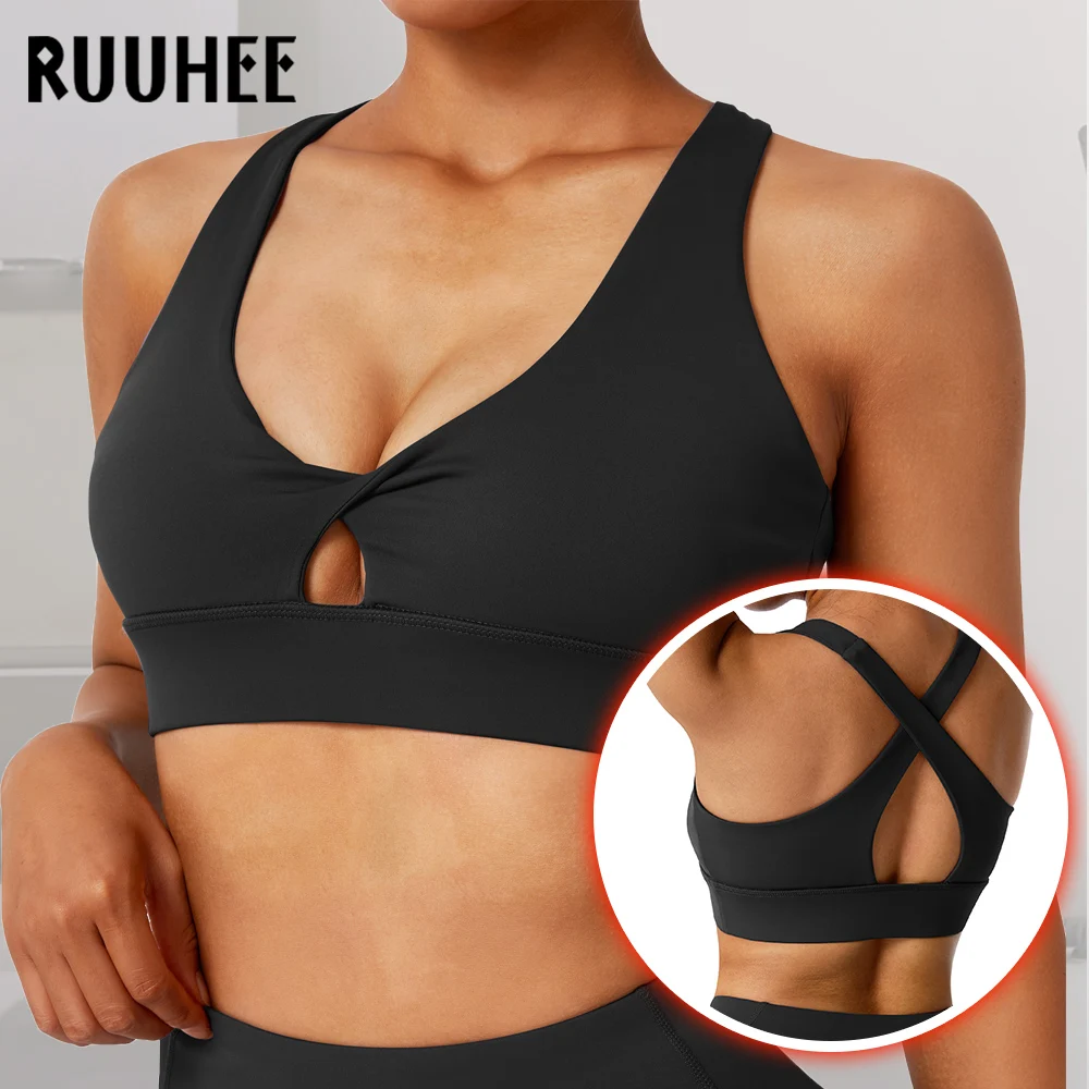 RUUHEE Cross Strap Sport Bra Fitness Padded Womens Sports Bra Workout Tank  Top Adjustable Shoulder Strap Backless Yoga Bra - AliExpress