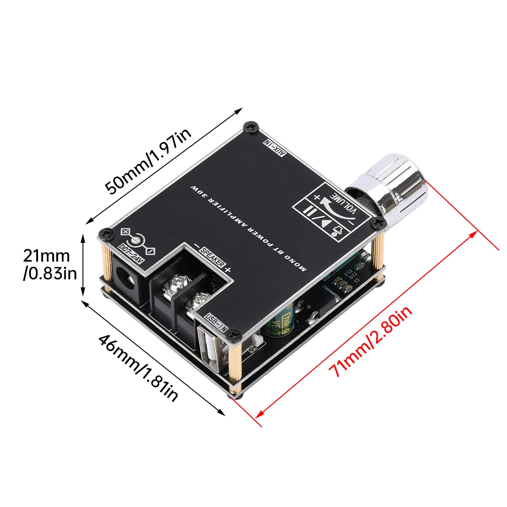 30W Mono Audio Amplifier Board Bluetooth 5.3 Sound AMP Module Home Theater
