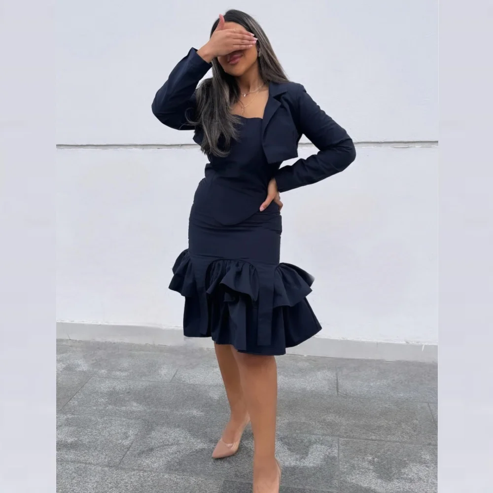 Sparkle High Quality Exquisite Jersey Tiered Ruched Birthday A-line Square Neck Bespoke Occasion Gown Knee Length Dresses