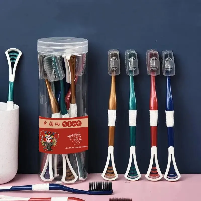 Adult Soft Fur Charcoal Toothbrush with Tongue Scraping