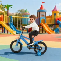 Vélo pour enfants de 14 pouces-vélo d'apprentissage pour enfants pour débutants, vélo manuel pour enfants à hauteur de siège réglable bleu/noir 2