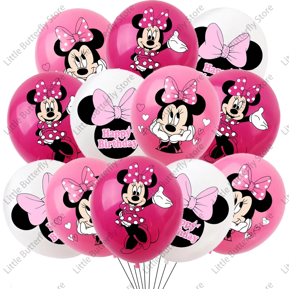 thumbnail image 1 of Globos de látex de Minnie Mouse de 12 pulgadas, 10, 20 y 30 unidades, suministros para fiestas, globos de Minnie rosa para decoración de fiestas de cumpleaños, 1 of 5