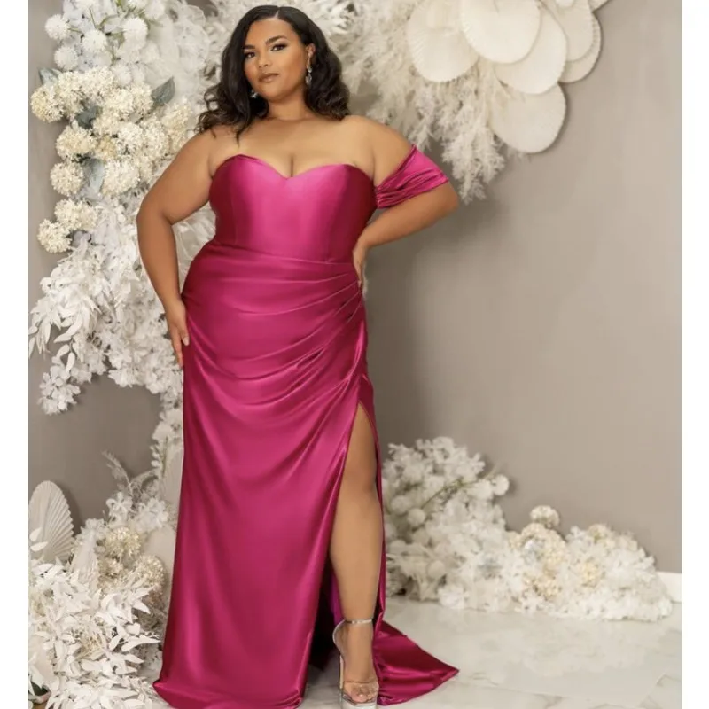

2024 Bridesmaid Dresses Sweetheart Sleeveless Side Slit Silk Satin Bridesmaid Gowns With Lace Up Back African Bridesmaid Gowns