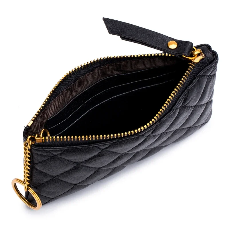 Wallet for Women Leather Lambskin Fashion Wallet Mini Zero Purses Designer Lingge Zipper Luxury Card Key Bag Luxury Wallets