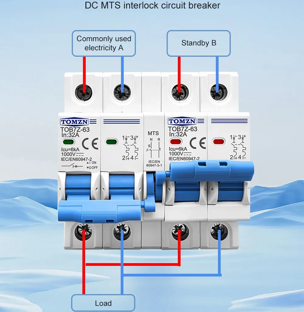 TOMZN 2P plus 2P DC MTS Dual power Manual transfer switch Circuit