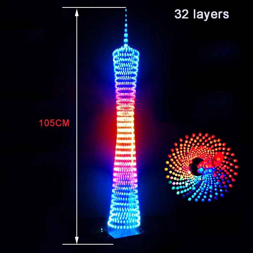 

diy soldering kit Colorful bluetooth Canton Tower 32 layers x32 columns LED light cube music spectrum (not assembled