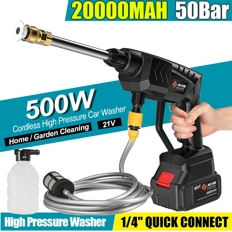 21V 20000mAh Cordless High Pressure Washer Spray Car Water Gun Self