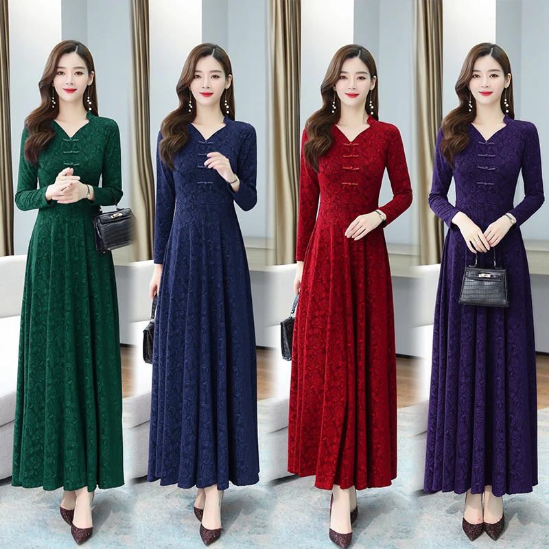

Real cheongsam daily can wear long temperament retro plus-size improved version of Chinese style women's dress