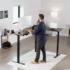 Electric Triple Motor Height Adjustable 3 Leg Corner Desk Frame, up to 300lbs, Sit Stand Ergonomic L Shaped Frame Only, 5