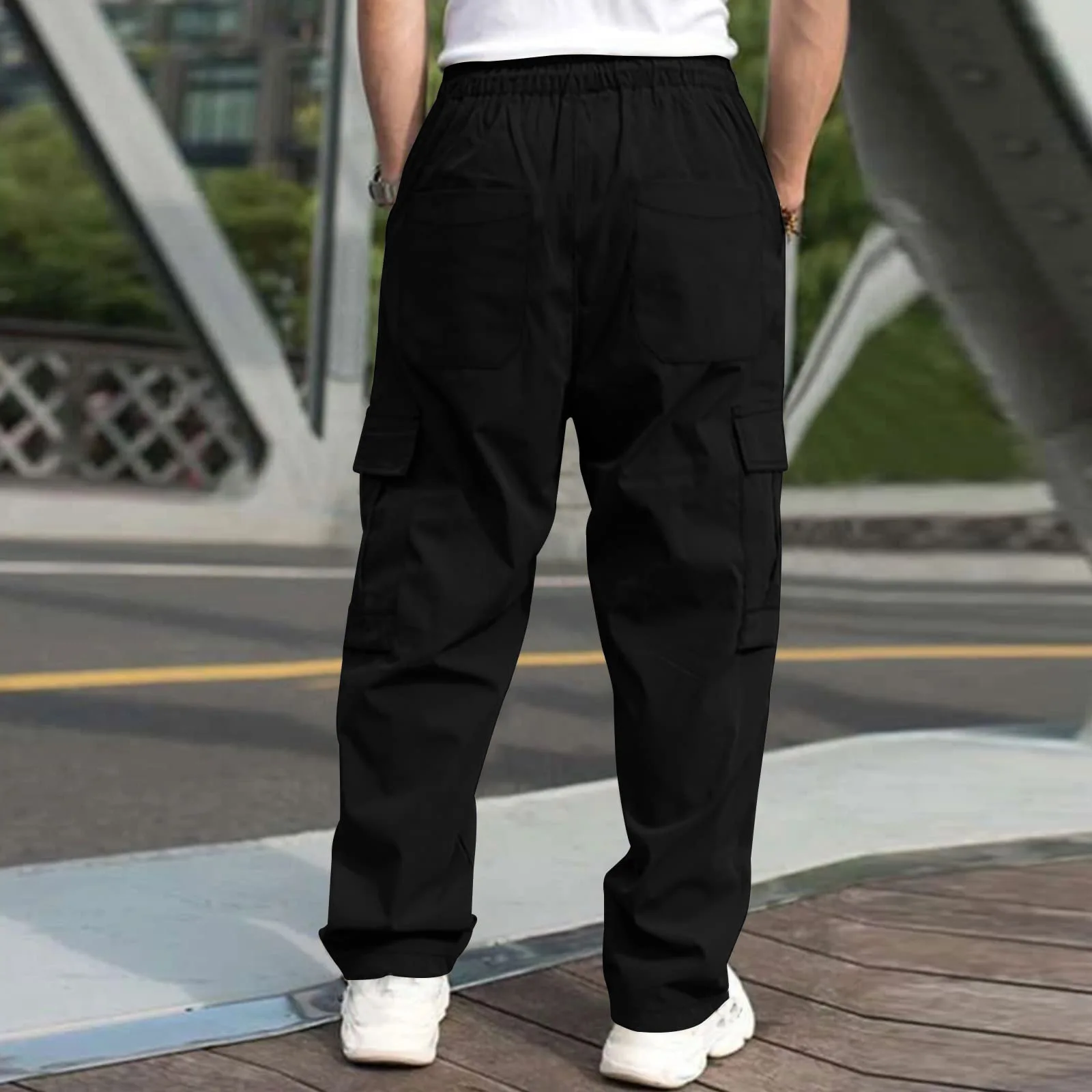 Men trousers Side Pockets Cargo Harem Pants Zipper Black Hip Hop Casual Male Joggers Trousers Fashion Casual Streetwear Pants