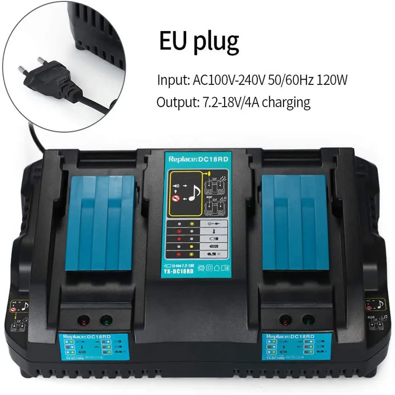

DC18RD Dual USB Port Charger for Makita Battery Charger 14.4V 18V BL1860 BL1415 BL1430 BL1830 BL1840 BL1850 BL1845