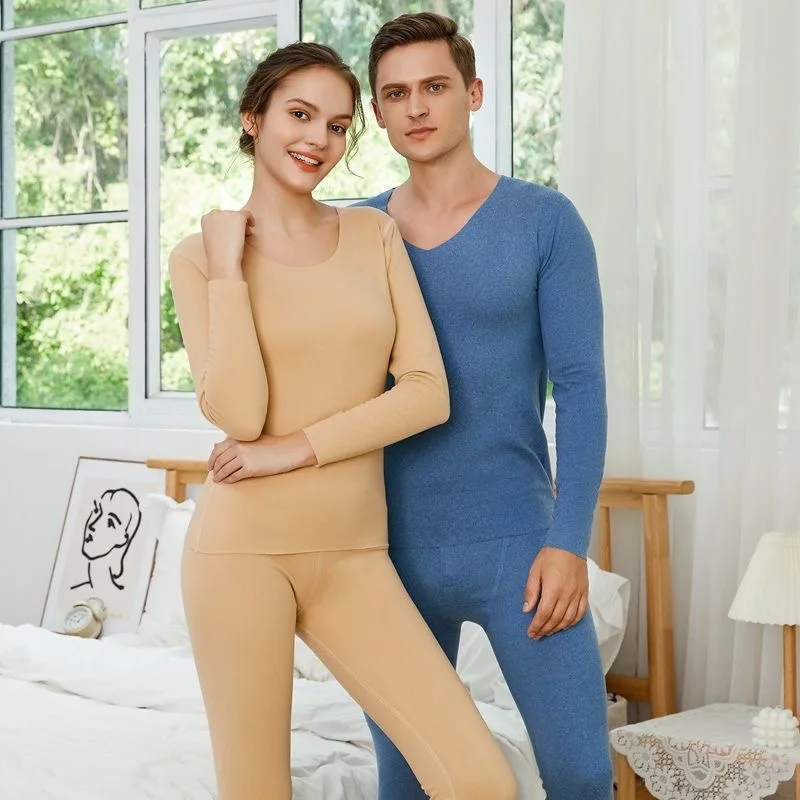 New Thermal Underwear Sets Men Long Johns fleece Women Autumn Winter Shirt+pants 2 Piece Set Warm Thick Velvet Base Shirts Suit