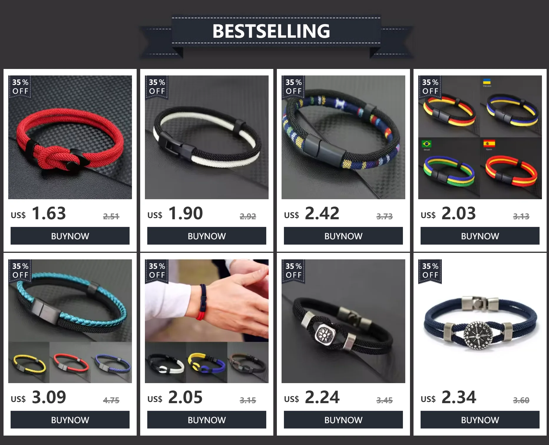 Mode Handgemachte Geflochtenen Seil Armband Armreif Männer Minimalistischen Outdoor Sport Camping Radfahren Armband Pulseria Hombre Zubehör – Detail 1