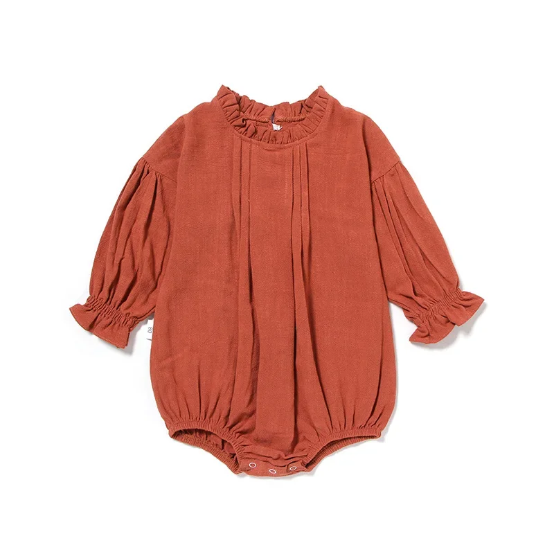 Autumn Baby Linen Bodysuits Long Sleeve One Piece Outfit