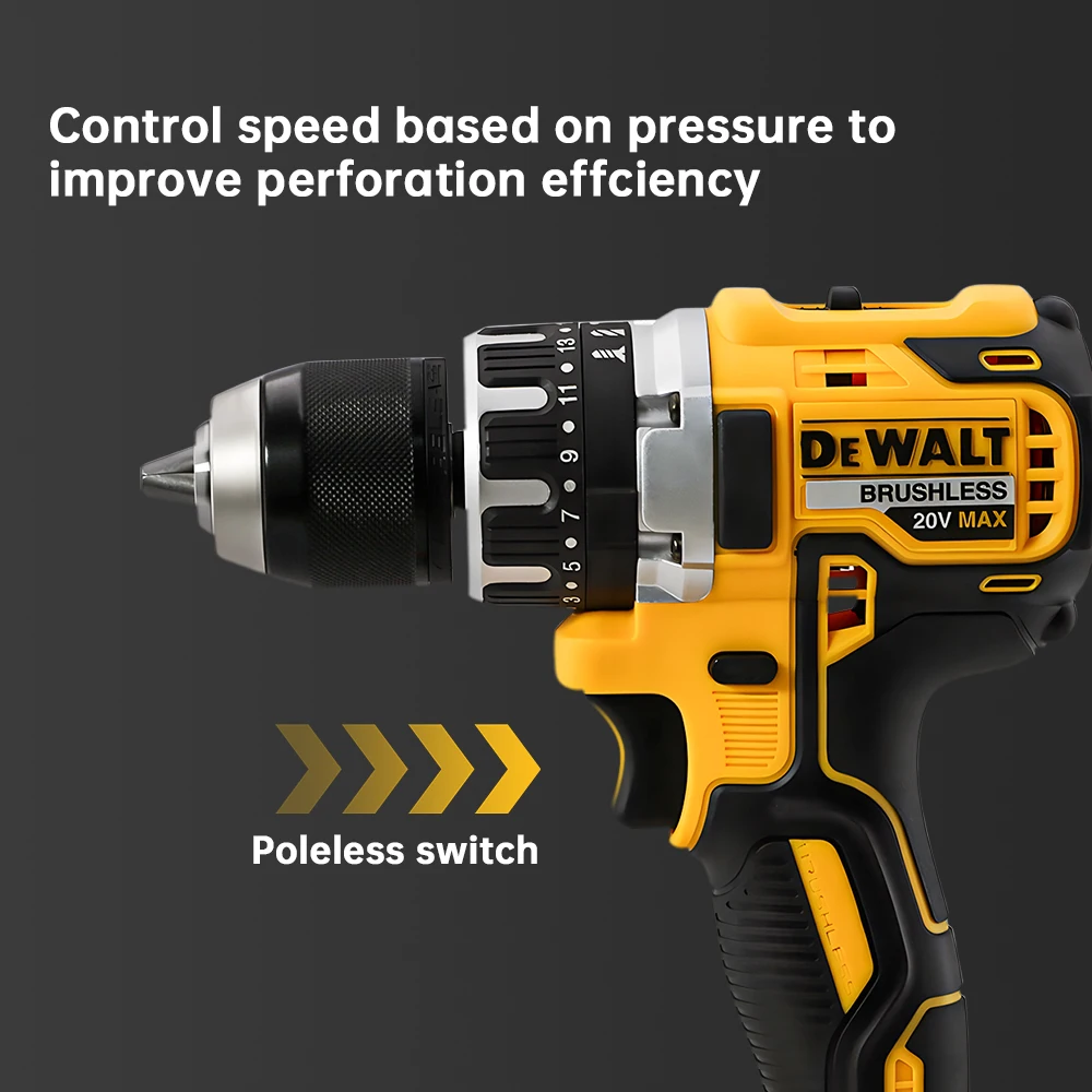 DeWalt Screwdriver 20v Brushless Lithium Battery Charging Electric Hand Drill 13mm Pistol Drill Electric Screwdriver Tool Dcd796 3